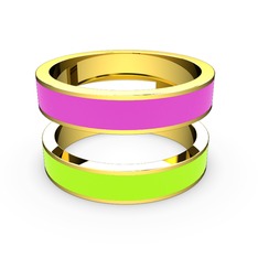 İkili Mine Yüzük - 14 ayar altın yüzük (Neon yeşil mineli) #188tokw