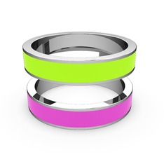 14 ayar beyaz altın yüzük (Neon pembe mineli)