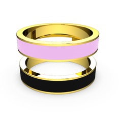 925 ayar altın kaplama gümüş yüzük (Siyah mineli)