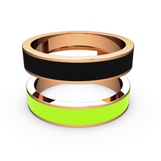 925 ayar rose altın kaplama gümüş yüzük (Neon yeşil mineli)