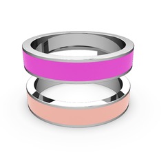 8 ayar beyaz altın yüzük (Pastel pembe mineli)
