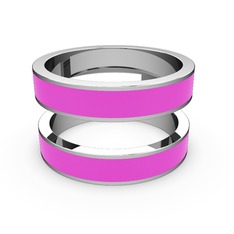 18 ayar beyaz altın yüzük (Neon pembe mineli)