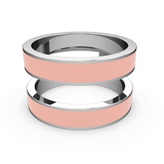 İkili Mine Yüzük - 8 ayar beyaz altın yüzük (Pastel pembe mineli) #1gfz5g1