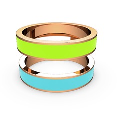 İkili Mine Yüzük - 18 ayar rose altın yüzük (Turkuaz mineli) #1ja3wb2