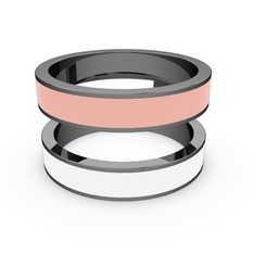 925 ayar siyah rodyum kaplama gümüş yüzük (Beyaz mineli)