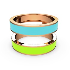 İkili Mine Yüzük - 18 ayar rose altın yüzük (Neon yeşil mineli) #1jmbbf8