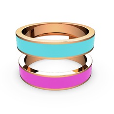 İkili Mine Yüzük - 18 ayar rose altın yüzük (Neon pembe mineli) #1kcwwxa