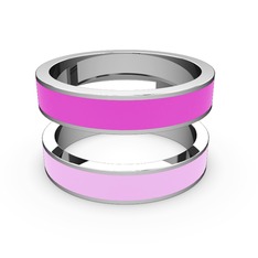 18 ayar beyaz altın yüzük (Açık pembe mineli)