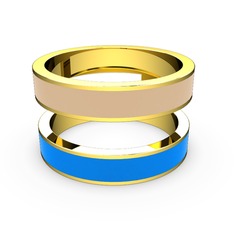 İkili Mine Yüzük - 8 ayar altın yüzük (Mavi mineli) #1lo550i