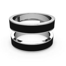 14 ayar beyaz altın yüzük (Siyah mineli)