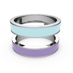 İkili Mine Yüzük - 14 ayar beyaz altın yüzük (Menekşe mineli) #1o447ek