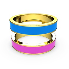 18 ayar altın yüzük (Neon pembe mineli)