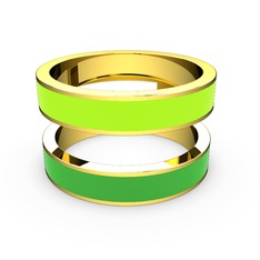 İkili Mine Yüzük - 18 ayar altın yüzük (Yeşil mineli) #1oqcq82