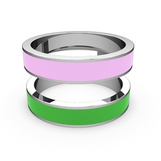 14 ayar beyaz altın yüzük (Yeşil mineli)