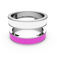 14 ayar beyaz altın yüzük (Neon pembe mineli)