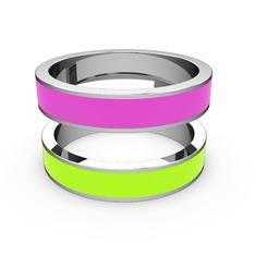 14 ayar beyaz altın yüzük (Neon yeşil mineli)