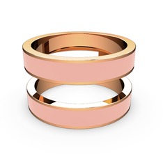 İkili Mine Yüzük - 18 ayar rose altın yüzük (Pastel pembe mineli) #1tklj7