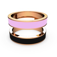 İkili Mine Yüzük - 8 ayar rose altın yüzük (Siyah mineli) #1vre9yk