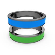 925 ayar siyah rodyum kaplama gümüş yüzük (Yeşil mineli)