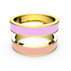 İkili Mine Yüzük - 8 ayar altın yüzük (Pastel pembe mineli) #1wxd50n