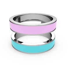 14 ayar beyaz altın yüzük (Turkuaz mineli)