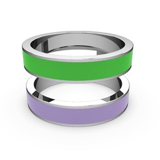 İkili Mine Yüzük - 18 ayar beyaz altın yüzük (Menekşe mineli) #5gel6v