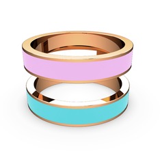 İkili Mine Yüzük - 925 ayar rose altın kaplama gümüş yüzük (Turkuaz mineli) #9ecj1x