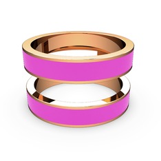 İkili Mine Yüzük - 18 ayar rose altın yüzük (Neon pembe mineli) #9lpt8d