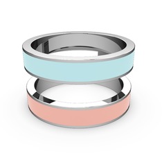 İkili Mine Yüzük - 14 ayar beyaz altın yüzük (Pastel pembe mineli) #9uarwy