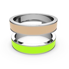 14 ayar beyaz altın yüzük (Neon yeşil mineli)