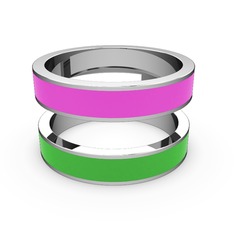 8 ayar beyaz altın yüzük (Yeşil mineli)