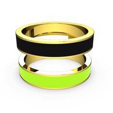 925 ayar altın kaplama gümüş yüzük (Neon yeşil mineli)