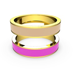 İkili Mine Yüzük - 8 ayar altın yüzük (Neon pembe mineli) #cub4hk