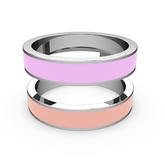 14 ayar beyaz altın yüzük (Pastel pembe mineli)