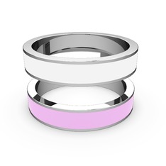 İkili Mine Yüzük - 8 ayar beyaz altın yüzük (Açık pembe mineli) #ehua59