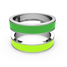 İkili Mine Yüzük - 8 ayar beyaz altın yüzük (Neon yeşil mineli) #fibrdn