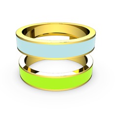 İkili Mine Yüzük - 925 ayar altın kaplama gümüş yüzük (Neon yeşil mineli) #g8cq19