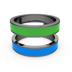 925 ayar siyah rodyum kaplama gümüş yüzük (Mavi mineli)