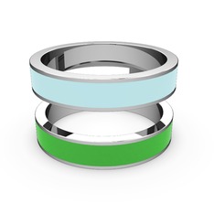 İkili Mine Yüzük - 18 ayar beyaz altın yüzük (Yeşil mineli) #nn2zlk