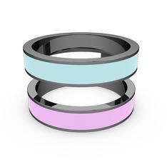 925 ayar siyah rodyum kaplama gümüş yüzük (Açık pembe mineli)