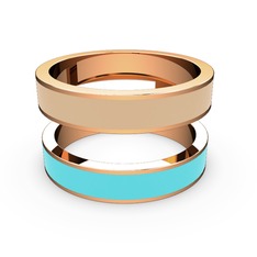 İkili Mine Yüzük - 8 ayar rose altın yüzük (Turkuaz mineli) #qdfzhn