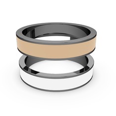 İkili Mine Yüzük - 925 ayar siyah rodyum kaplama gümüş yüzük (Beyaz mineli) #qvh24o