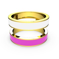 925 ayar altın kaplama gümüş yüzük (Neon pembe mineli)