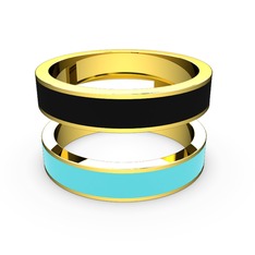 İkili Mine Yüzük - 14 ayar altın yüzük (Turkuaz mineli) #ujr88a