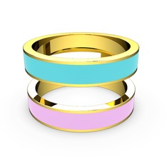 İkili Mine Yüzük - 18 ayar altın yüzük (Açık pembe mineli) #vebo2r