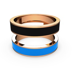 İkili Mine Yüzük - 14 ayar rose altın yüzük (Mavi mineli) #vr5p8b