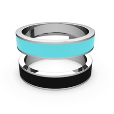 İkili Mine Yüzük - 925 ayar gümüş yüzük (Siyah mineli) #vv9ezt