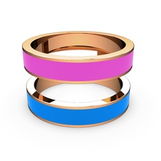 İkili Mine Yüzük - 8 ayar rose altın yüzük (Mavi mineli) #we5mxj