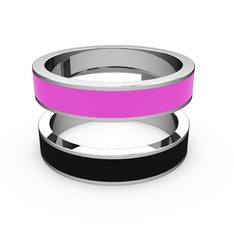 14 ayar beyaz altın yüzük (Siyah mineli)