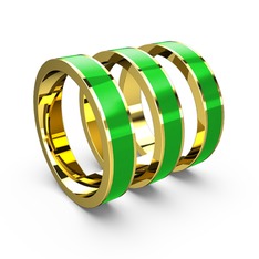 Mineli Simplon Yüzük - 925 ayar altın kaplama gümüş yüzük (Yeşil mineli) #1kdkid3